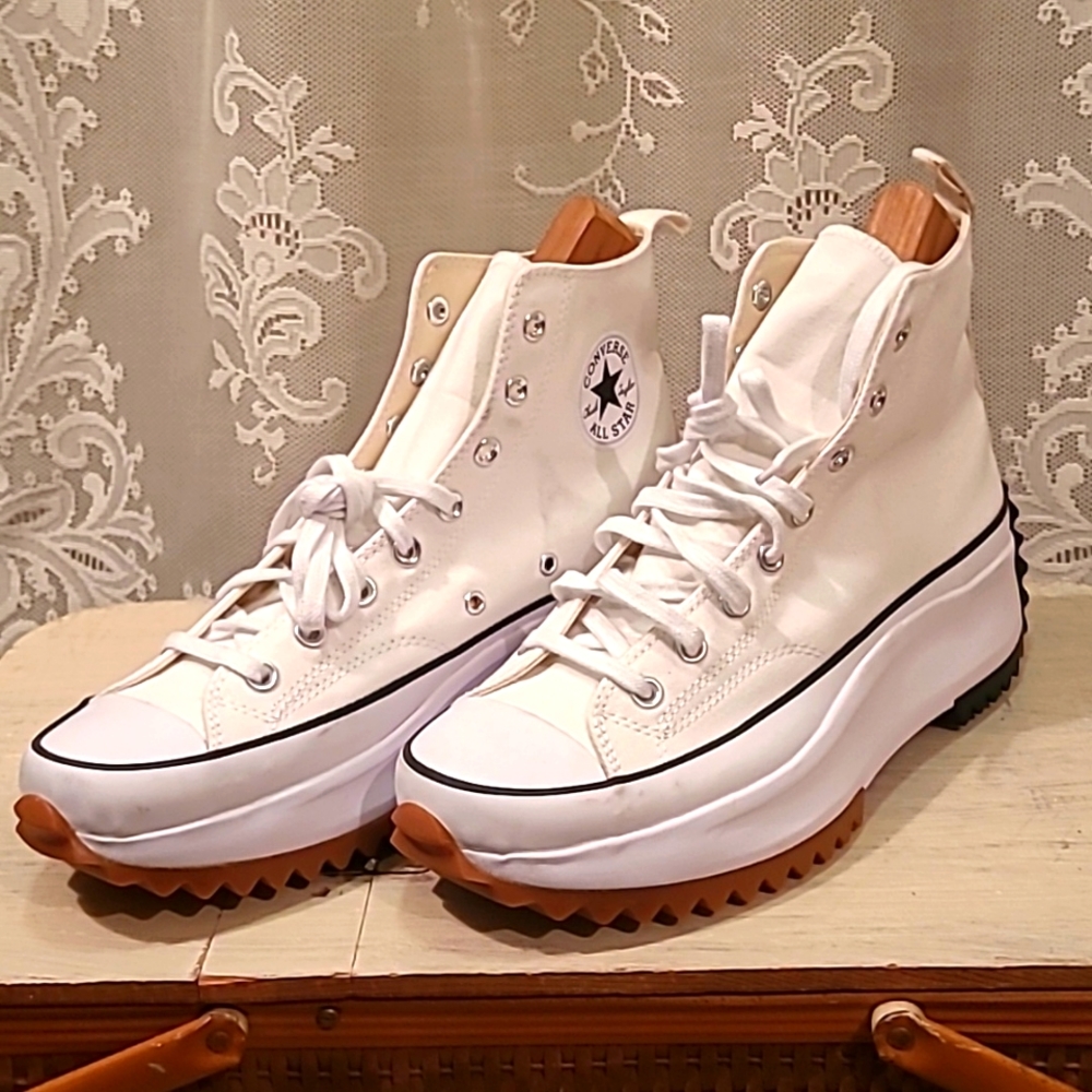 Converse White High-Top Platform Sneakers with Gum Outsole